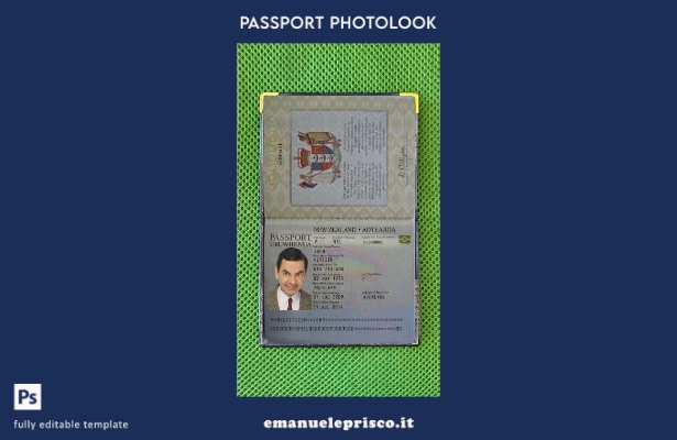 modello di aspetto fotografico del passaporto neozelandese in stile verificato (