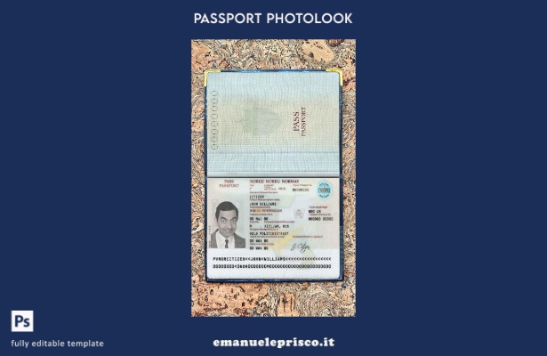 modello di aspetto fotografico del passaporto norvegese in stile verificato