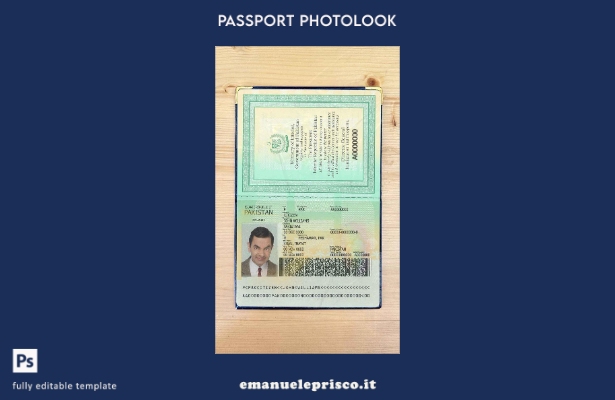 modello di aspetto fotografico del passaporto pakistano in stile verificato