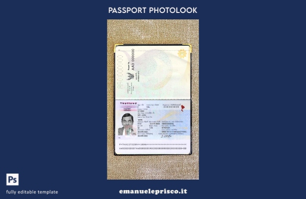modello di aspetto fotografico del passaporto tailandese in stile verificato