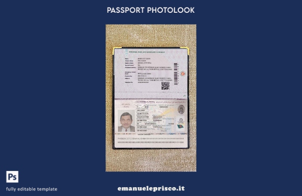 modello di aspetto fotografico della versione del passaporto E del Bangladesh in