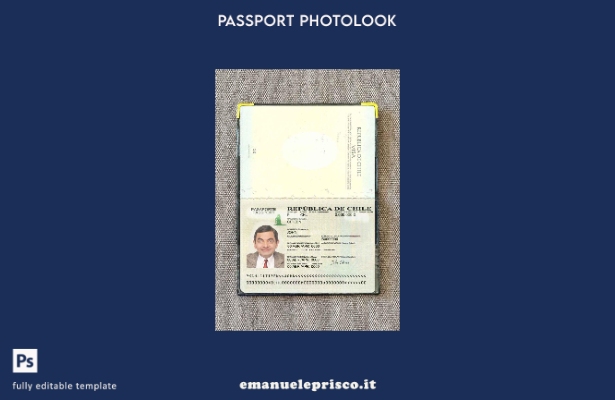 modello di aspetto fotografico della versione del passaporto cileno in stile ver