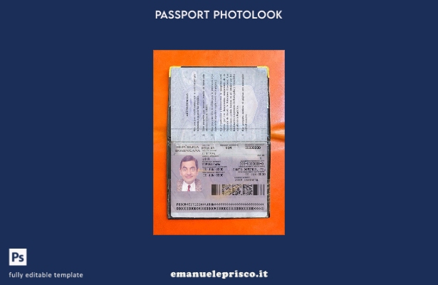 modello di aspetto fotografico della versione del passaporto della Repubblica Do