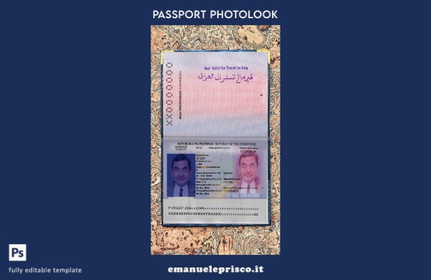 modello di aspetto fotografico della versione del passaporto filippino in stile