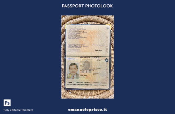 modello di aspetto fotografico della versione del passaporto francese in stile v