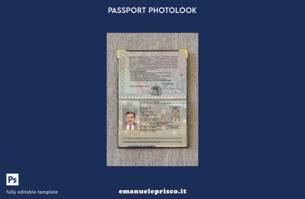 modello di aspetto fotografico della versione del passaporto italiano in stile v