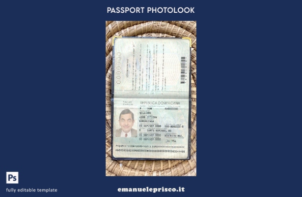 modello di aspetto fotografico pass per la Repubblica Dominicana in stile verifi