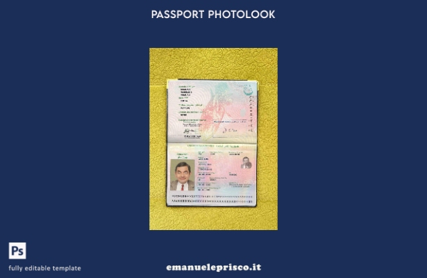 modello di aspetto fotografico per passaporto Union Des Comores in stile verific