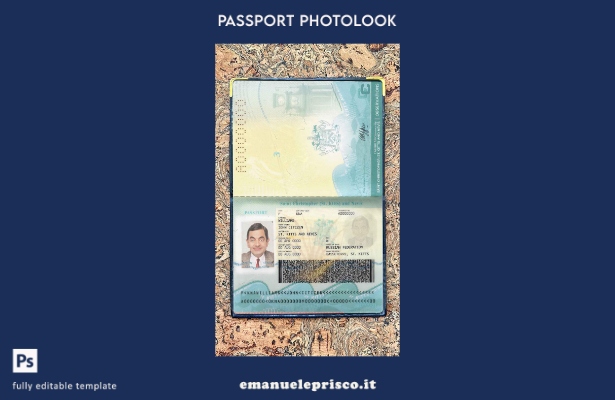modello di aspetto fotografico per passaporto di Saint Kitts e Nevis in stile ve