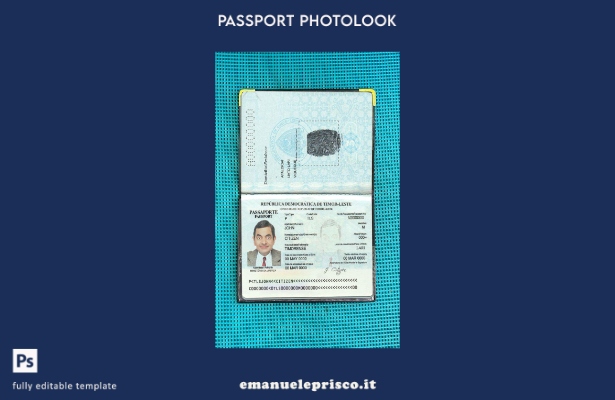 modello di aspetto fotografico per passaporto di Timor Est in stile verificato