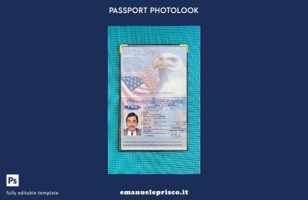 modello di look fotografico per passaporto USA in stile verificato