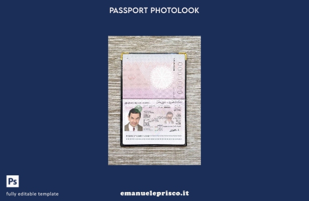 modello di look fotografico per passaporto del Bahrein in stile verificato