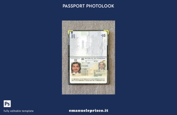 modello di photolook presente del passaporto dell'Honduras in stile verificato