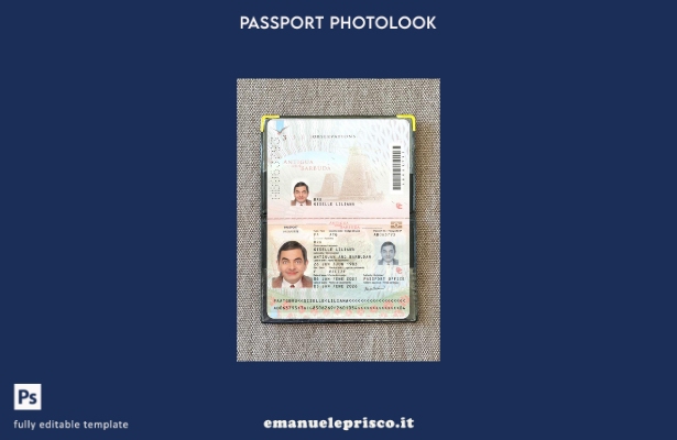 modello di photolook presente del passaporto di Antigua e Barbuda in stile verif