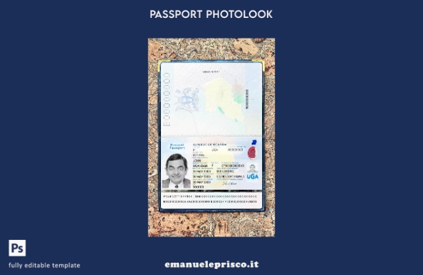 modello di photolook presente del passaporto ugandese in stile verificato