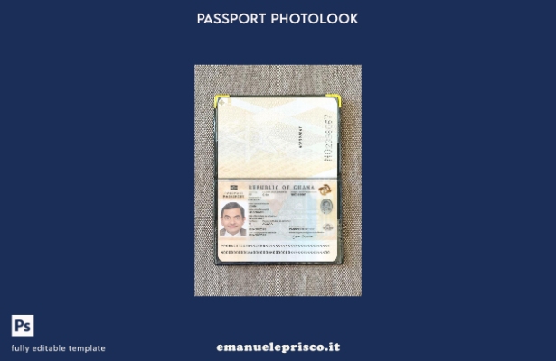 modello photolook presente del passaporto del Ghana in stile verificato