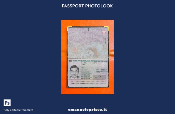 modello photolook presente del passaporto del Paraguay in stile verificato