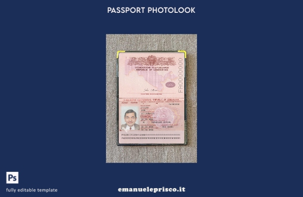 modello photolook presente del passaporto dell'Uzbekistan in stile verificato