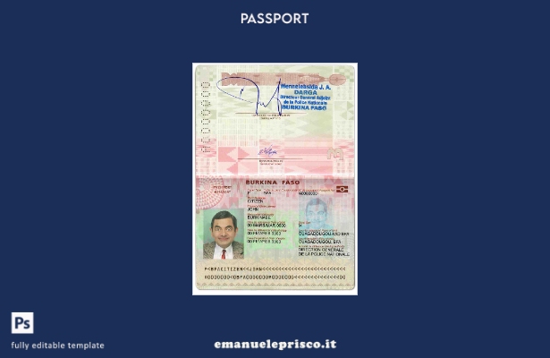 modello di passaporto Burkina Faso (presente) in stile verificato