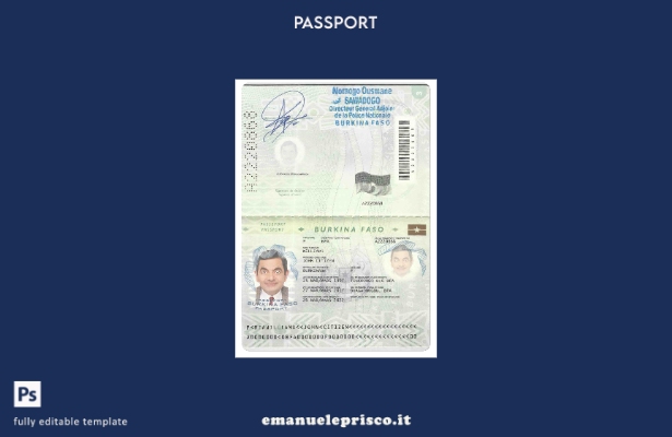 modello di passaporto Burkina Faso in stile verificato ( ).