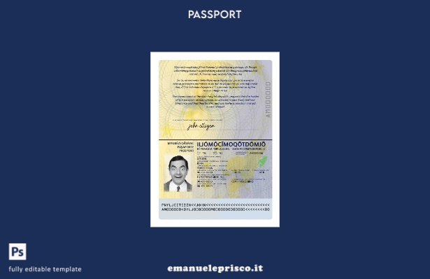 modello di passaporto Ilia in stile verificato