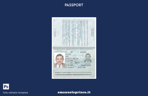 modello di passaporto Moldova in stile verificato