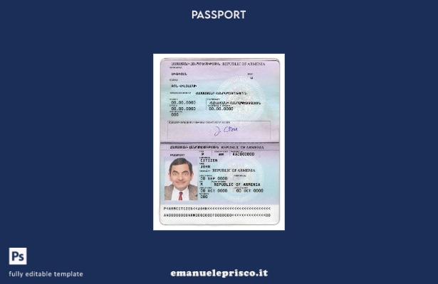 modello di passaporto armeno in stile verificato