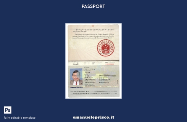 modello di passaporto cinese in stile verificato ().