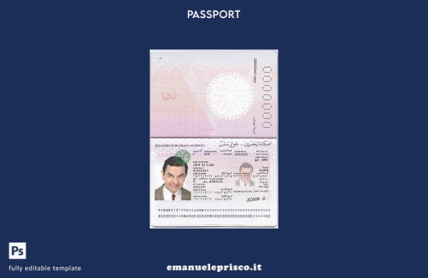 modello di passaporto del Bahrein in stile verificato