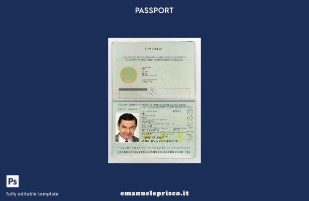 modello di passaporto del Kazakistan in stile verificato ( ).