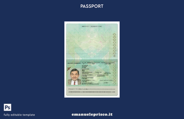 modello di passaporto del Kazakistan in stile verificato (presente).