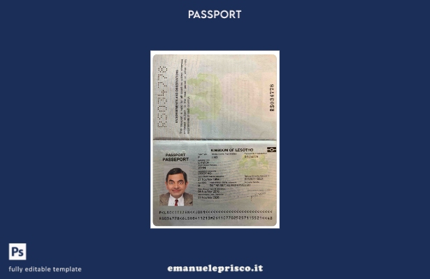 modello di passaporto del Lesotho in stile verificato