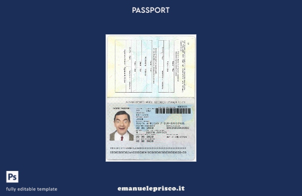 modello di passaporto del Sudafrica () in stile verificato