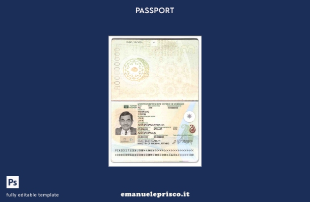 modello di passaporto dell'Azerbaigian in stile verificato