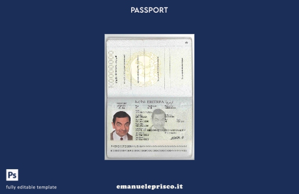 modello di passaporto dell'Eritrea in stile verificato