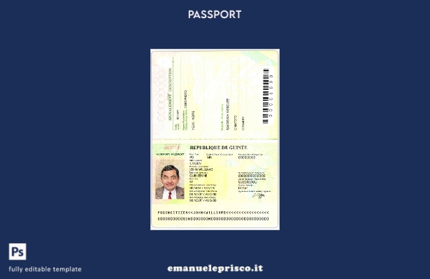 modello di passaporto della Guinea ( ) in stile verificato