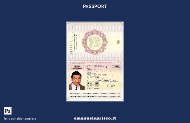 modello di passaporto della Papua Nuova Guinea in stile verificato
