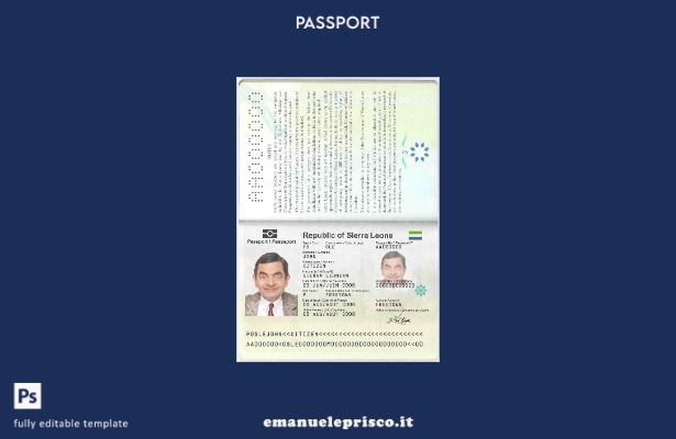 modello di passaporto della Sierra Leone in stile verificato