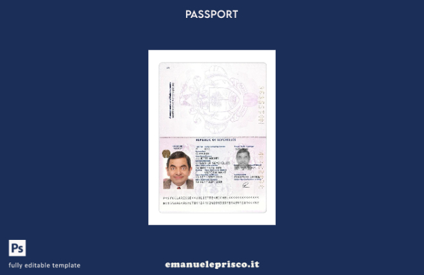 modello di passaporto delle Seychelles in stile verificato
