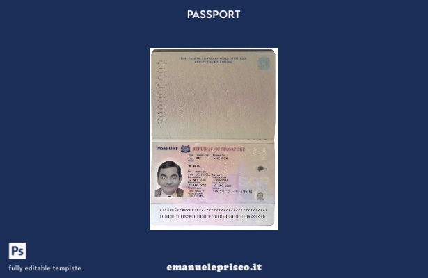 modello di passaporto di Singapore () in stile verificato
