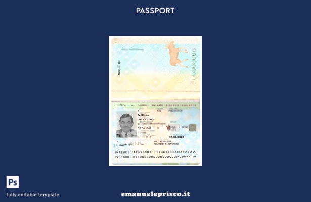 modello di passaporto finlandese in stile verificato