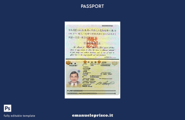 modello di passaporto giapponese in stile verificato