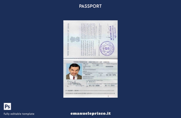 modello di passaporto indiano in stile verificato