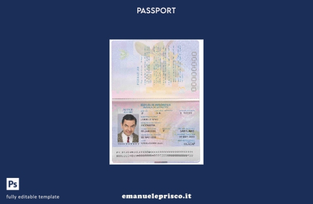 modello di passaporto indonesiano in stile verificato