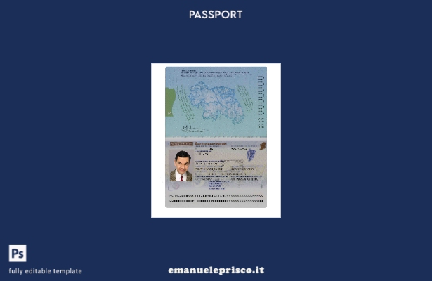 modello di passaporto irlandese in stile verificato