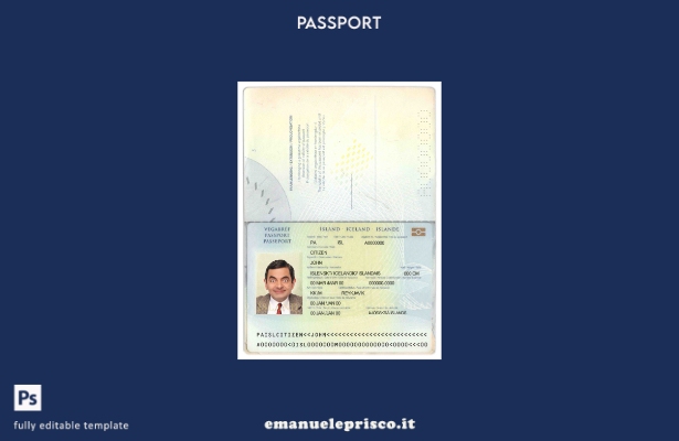 modello di passaporto islandese in stile verificato