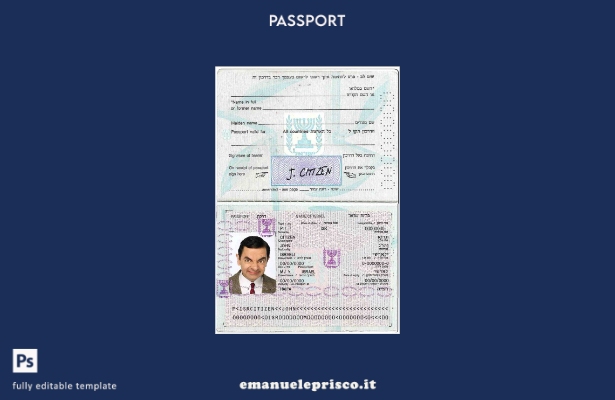 modello di passaporto israeliano in stile verificato ().