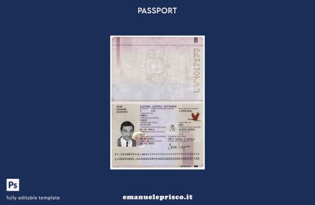 modello di passaporto lettone in stile verificato ().