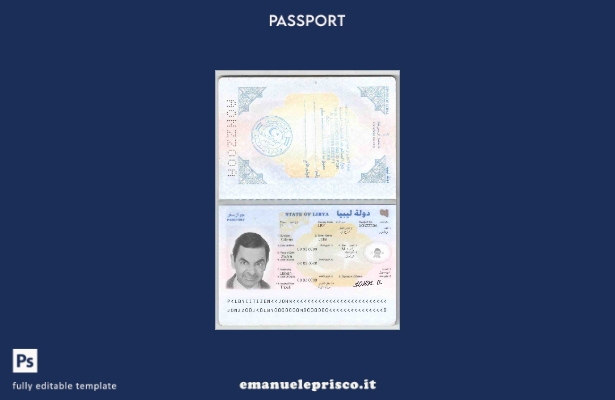 modello di passaporto libico in stile verificato