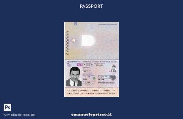 modello di passaporto lituano in stile verificato